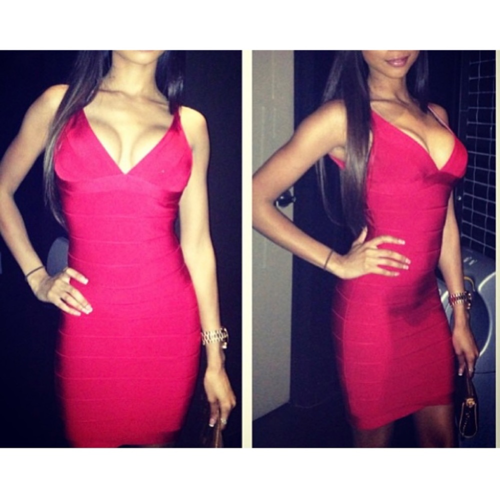 Iconic Red Herve Leger Bandage Dress